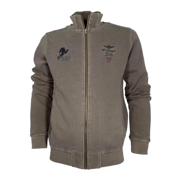Military Aviation Cotton Sweatshirt with Embroidery in Green