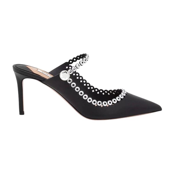 Black Crystal Stiletto Mules Carnaval