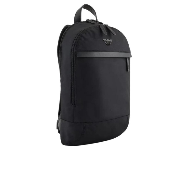 Black Nylon Backpack with Eagle Plaque