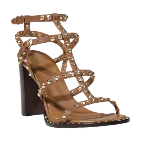 Brown Leather Block Heel Sandals