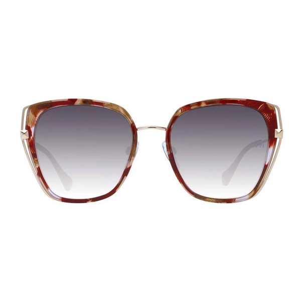 Red Square Metal Sunglasses with Gradient Lenses