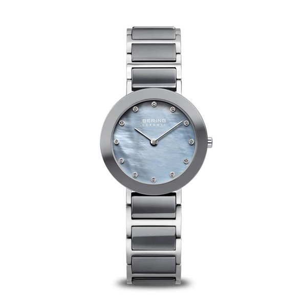 Women's Ceramic Watch 29 mm Stainless Steel Bracelet with Ceramic Elements Silver 11429-789