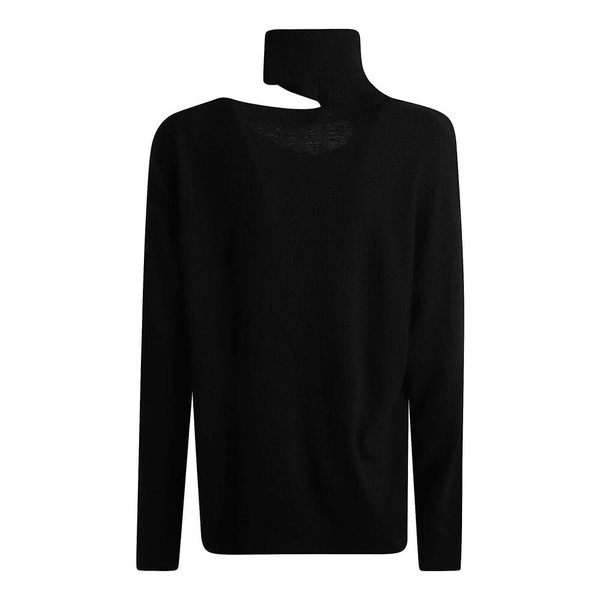 Black Knitted Sweatshirt with Detachable Turtleneck