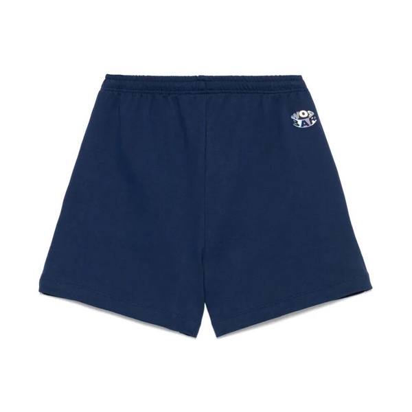 Blue Overall Shorts with Iridescent Detail