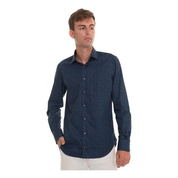 Slim Fit Dress Shirt with Tile Micro Print