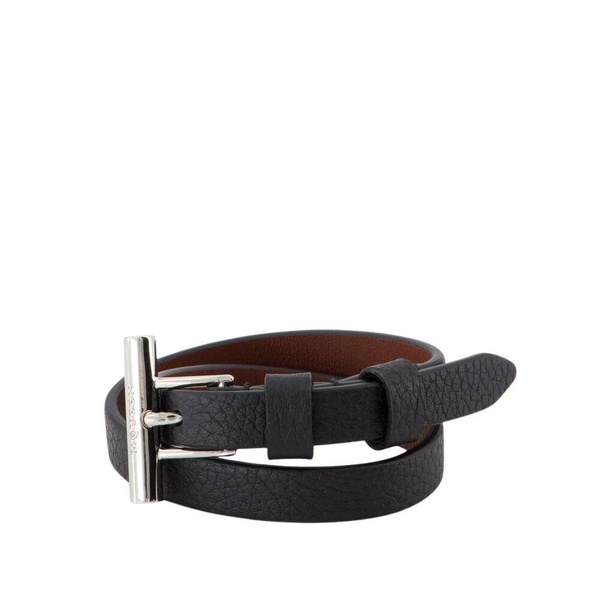 Black Leather Cross-Bar Bracelet