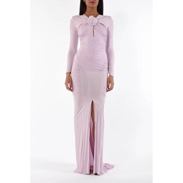 Long Jersey Cupro Dress with Cut-Out