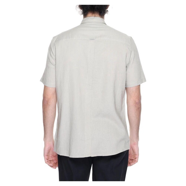 Beige Short Sleeve Shirt Button Fastening