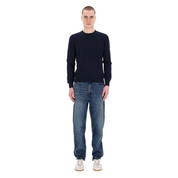 Blue Cotton Crew Neck T-shirt