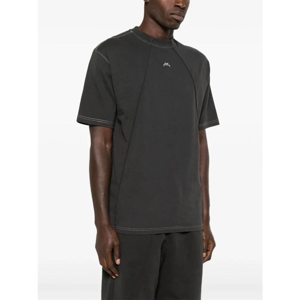 Black Jersey T-shirt with Logo Print