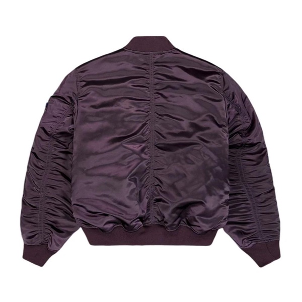 Brown Bomber Jacket with Ribbed Details