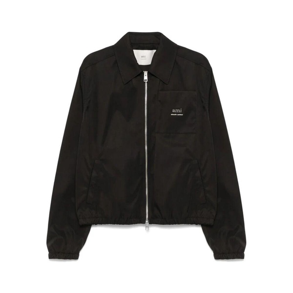 Black Zip Front Jacket Elastic Cuffs