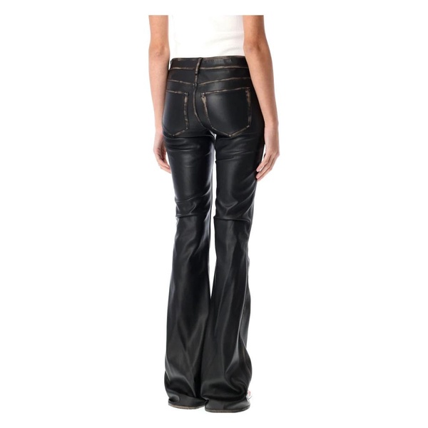 Black Eco Leather Bootcut Trousers