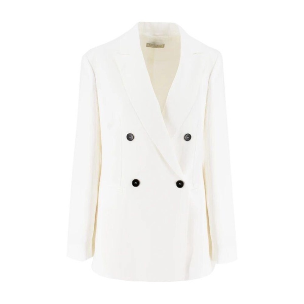 Double-Breasted Elegant Jacket with Contrasting Buttons