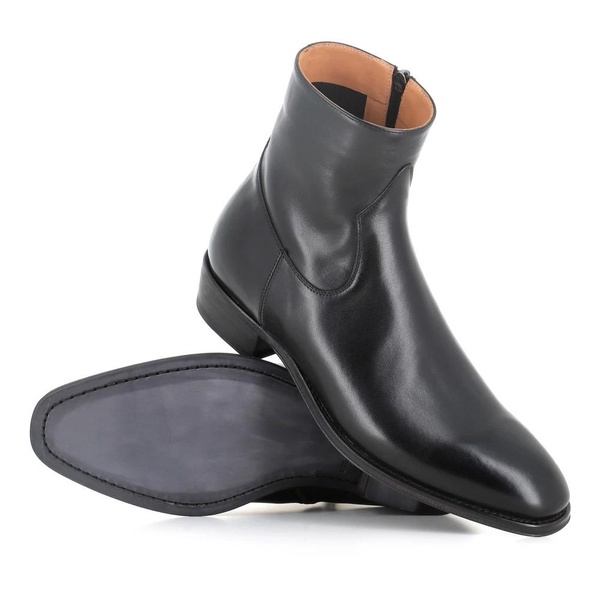 Black Leather Zip Boots