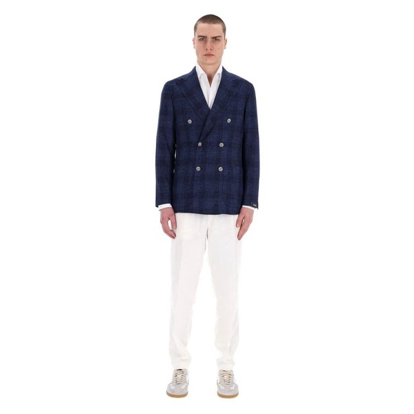 Blue Double-Breasted Tailored Jacket