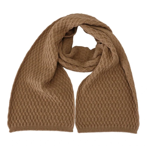 Womens Dark Brown Knitted Scarf with Logo Details