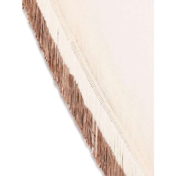 Beige Triangle Scarf with Fringed Edge