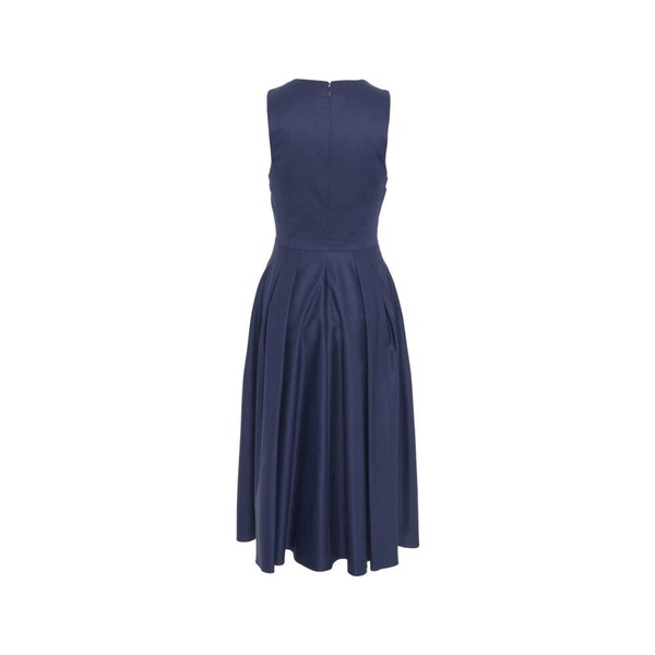 Blue Midi Dress Sleeveless Crew Neck