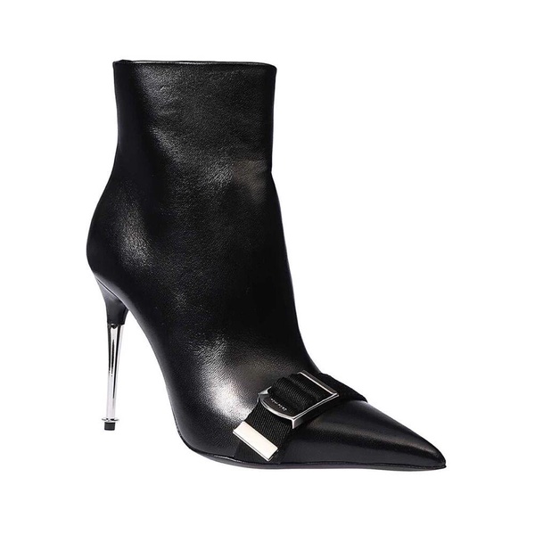 Pointy Toe Leather Ankle Boots Stiletto