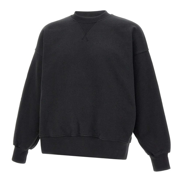 Black Cotton Sweatshirt with Beaded Logo