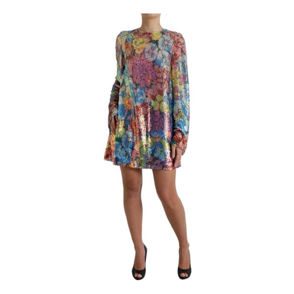 Floral Sequined Shift Mini Dress