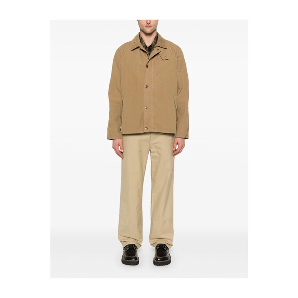 Beige Tracker Jacket with Ribbed Collar