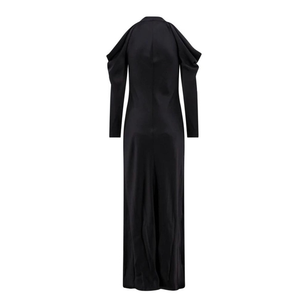 Black Dress with Long Sleeves and Flared Bottom