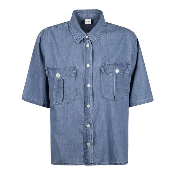 Cotton Half-Sleeved Shirt with Pockets