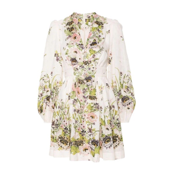 Floral Print White Dress