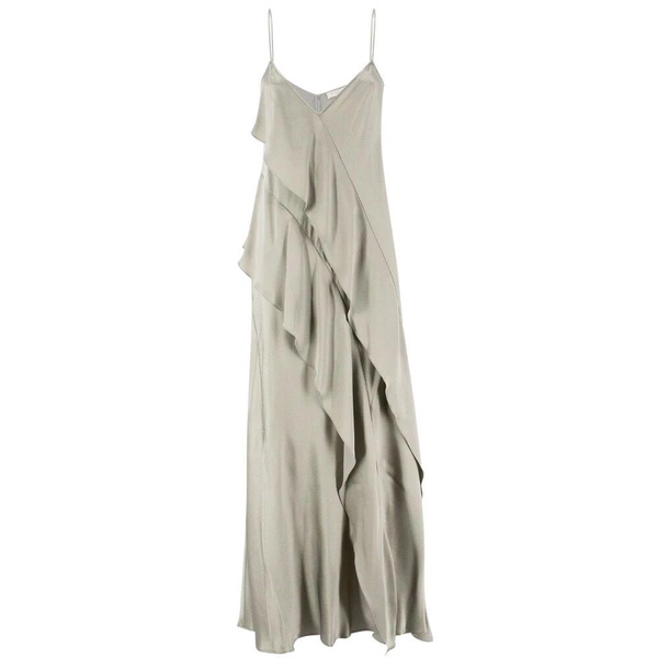 Flounced Long Dress with Thin Straps