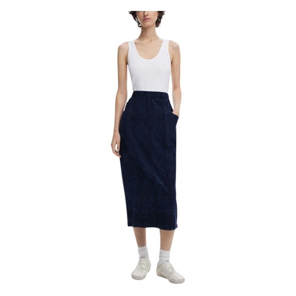 Blue Sleeveless Dress with Front Pockets