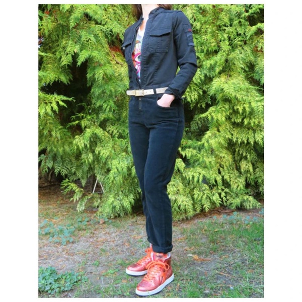 Bi-material jumpsuit