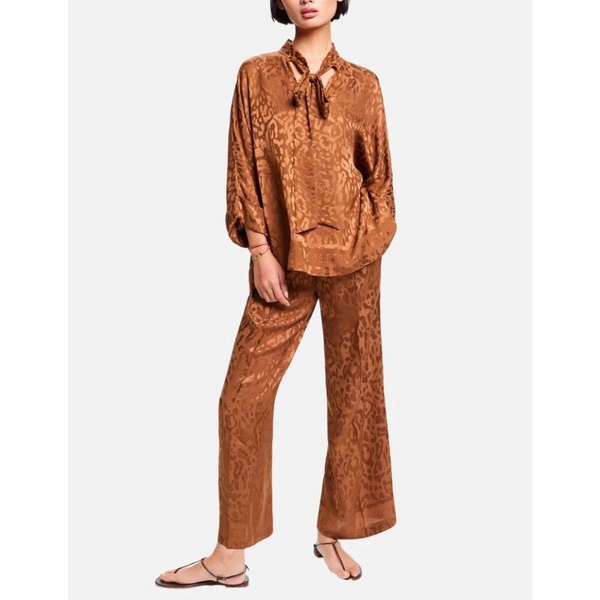 Silk Jacquard Straight Leg Pants