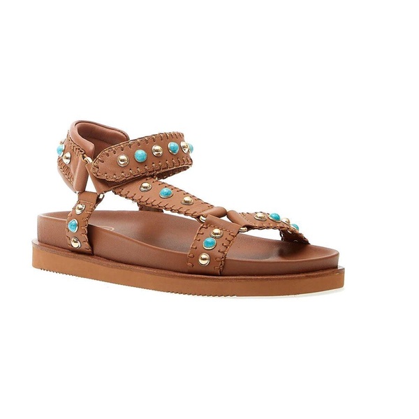 Studded Turquoise Leather Sandal