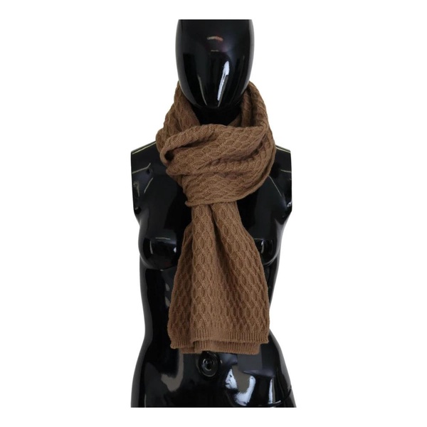 Womens Dark Brown Knitted Scarf with Logo Details
