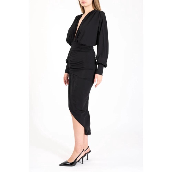 Jersey midi dress with V-neck