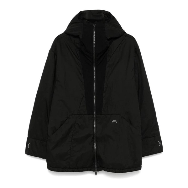 Black Padded Jacket with High Collar