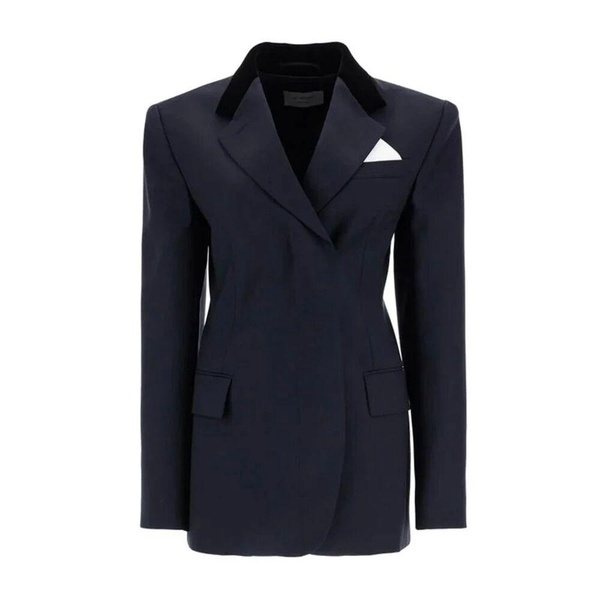 Wool Blazer with Satin Insert