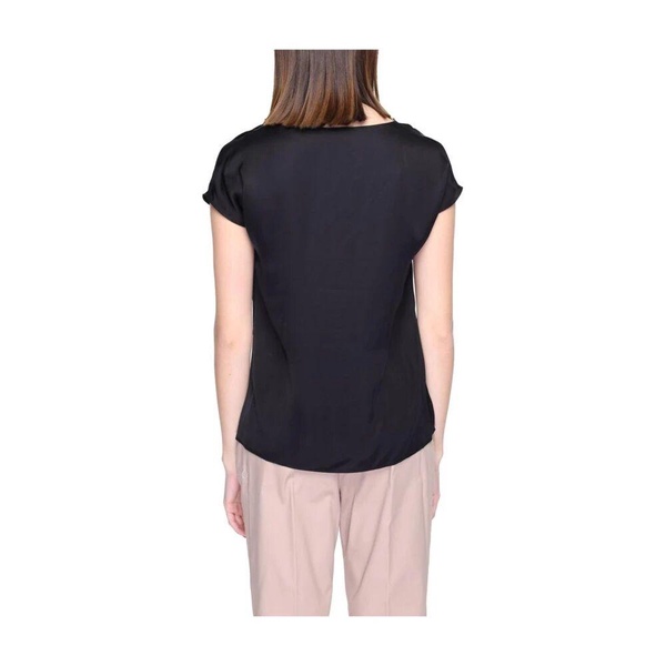 Black Viscose Short-Sleeved Blouse
