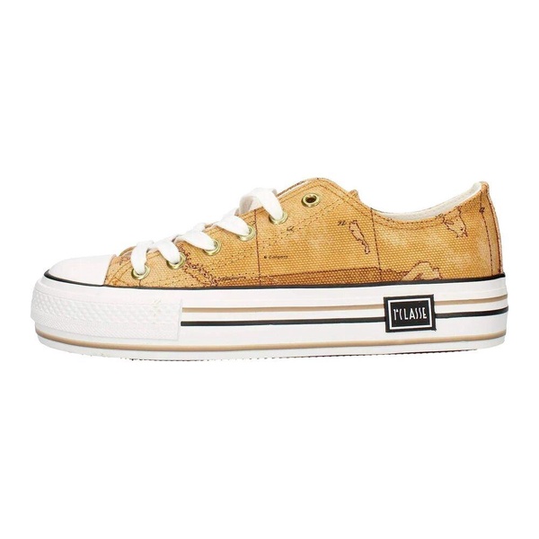 Beige Lace-Up Slip-On Sneakers