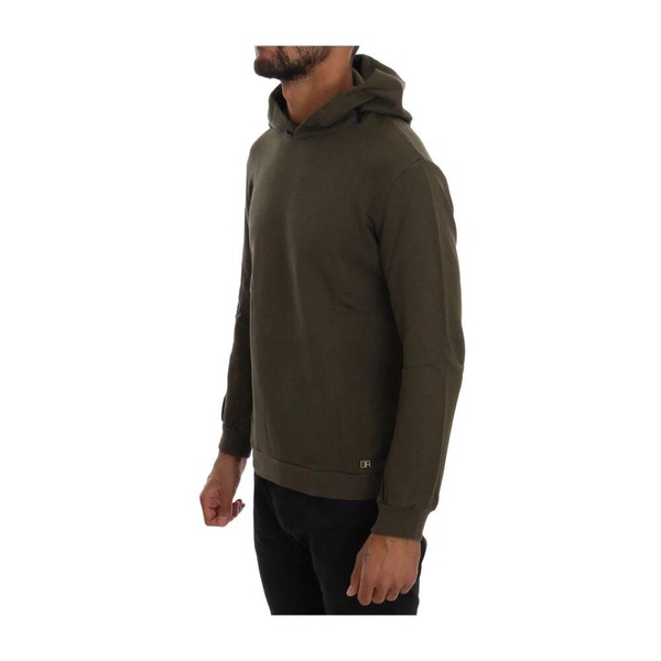 Elegant Green Cotton Hooded Sweater