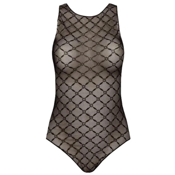 Diamond Jacquard Sleeveless Bodysuit Top
