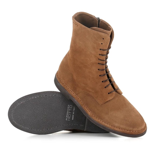 Suede Ankle Boots Brown Zip Closure