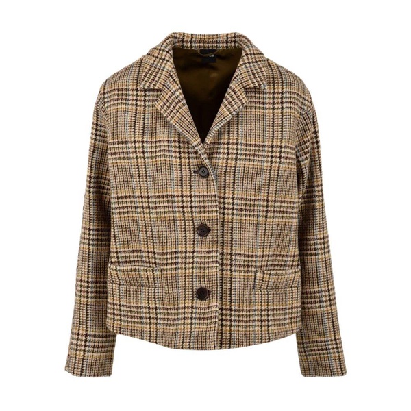 Tweed Front Button Closure Jacket
