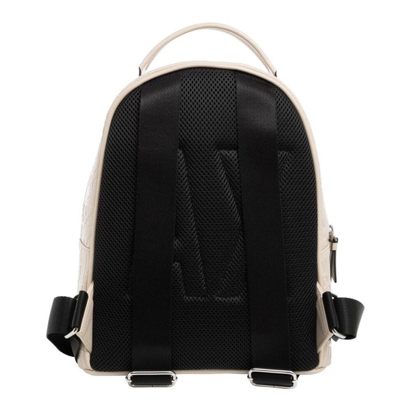 Logo Pattern Zip Backpack with Pockets