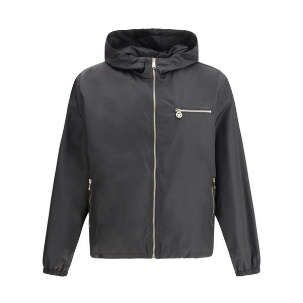 Monochrome Hooded Jacket with Zippered Pockets