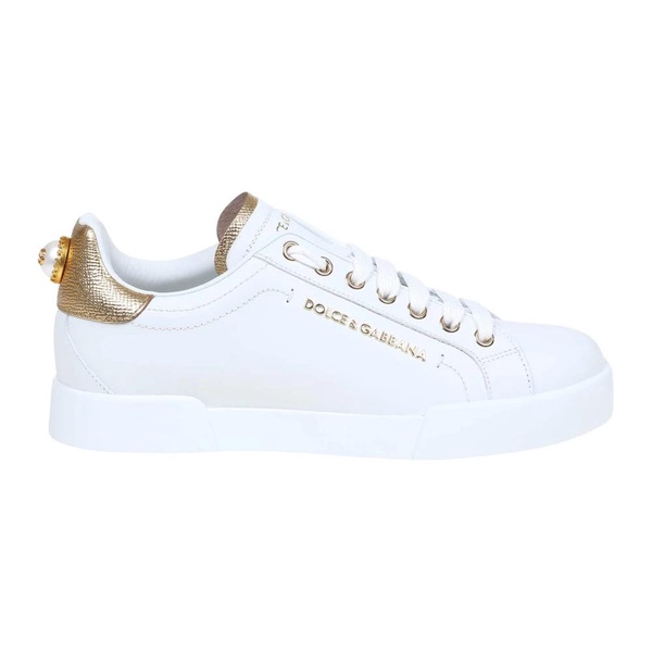 Portofino Sneakers White Leather Logo Pearl