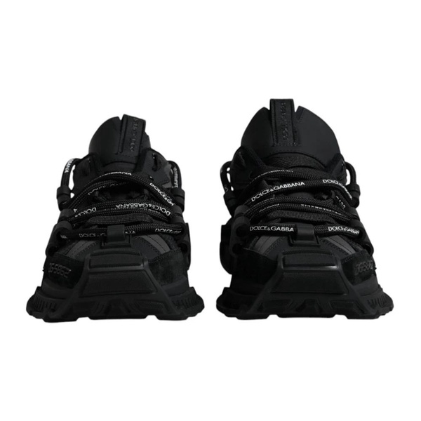 Black Lace Up Sneakers with Logo