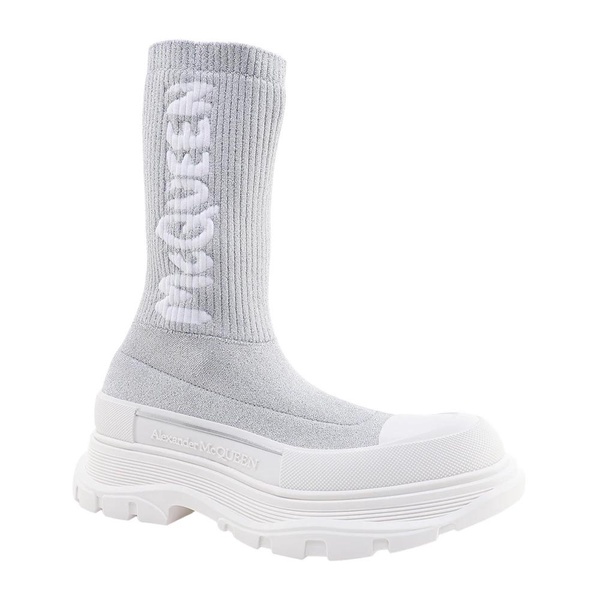 Gray Stretchylon Ankle Boots